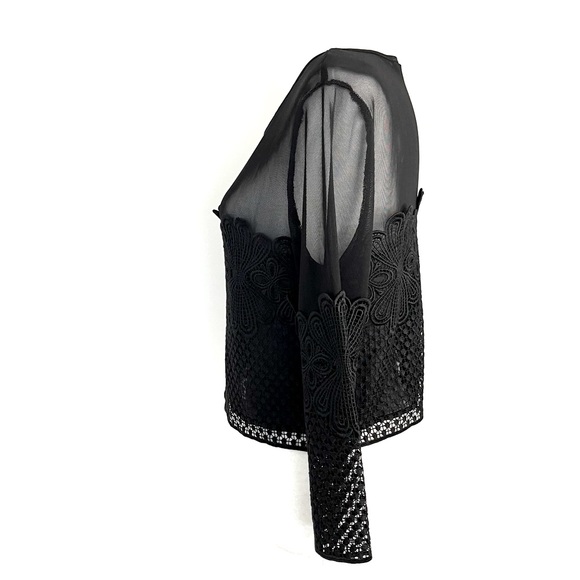 New Look UK Black Embroidered Lace With Sheer Top - Picture 4 of 7